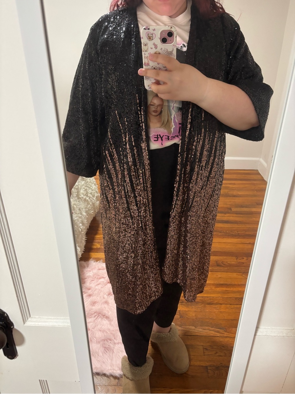 NWT Torrid Black Gold Sequin Ombre Hi-Low Kimono